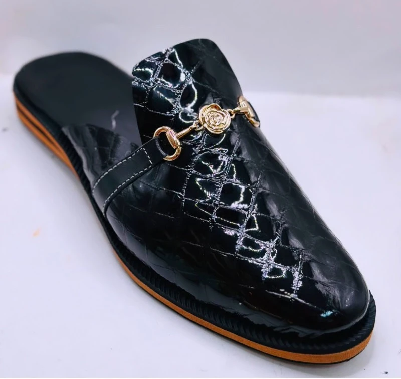 Mules homme en croco bleu, image 1